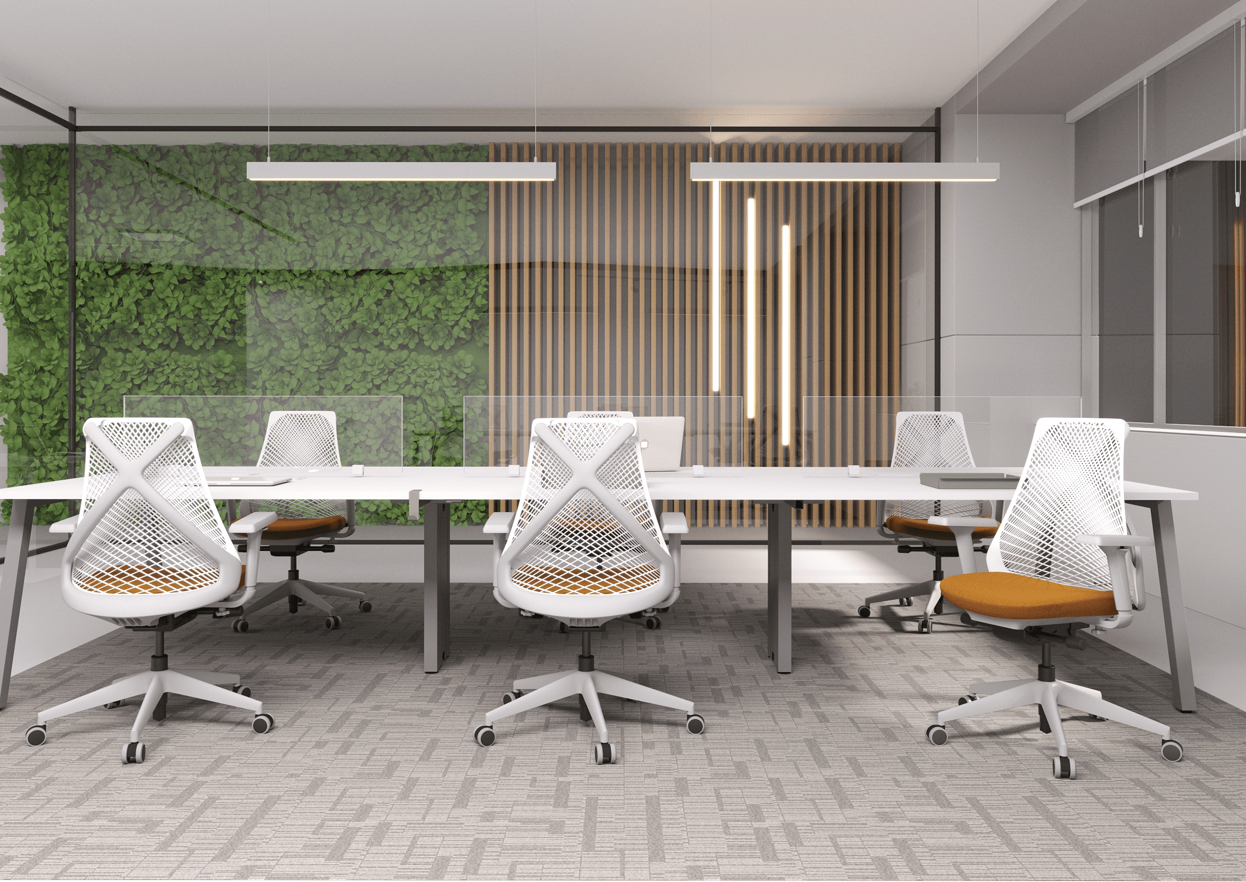 Mesa de reunião com design corporativo